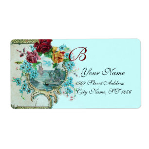 ÉTIQUETTE ROMANTICA TEAL BLUE FLORAL BEACH WEDDING MONOGRAM