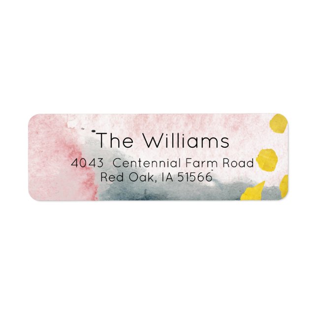 Étiquette Romantique Blush rose gris et or aquarelle (Devant)