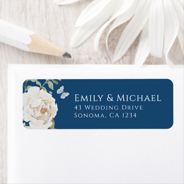 Étiquette Romantique Dusty Blue Welcome Floral Mariage (En situation)