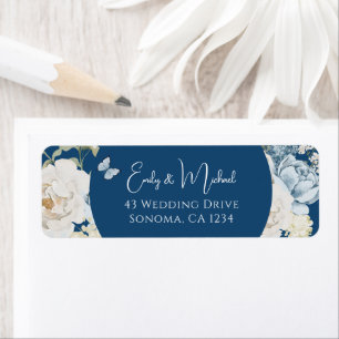 Étiquette Romantique Dusty Blue Welcome Floral Mariage