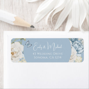 Étiquette Romantique Dusty Blue Welcome Floral Mariage
