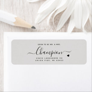 Étiquette Romantique minimaliste Script Dove Gris Mariage