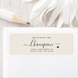 Étiquette Romantique minimaliste Script Mariage couleur crèm