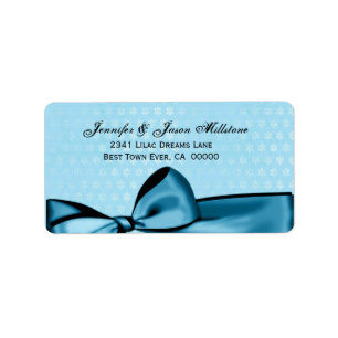 Étiquette Romantique Pastel Blue Bow & Mariage damassé Étiqu