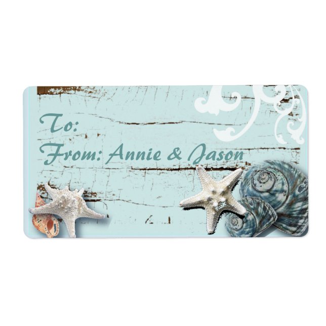 Étiquette Romantique SeaShell Mariage Favoriser Cadeau Étiqu (Devant)