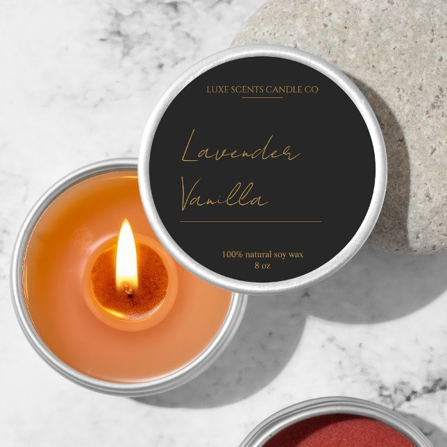 Étiquette rond à bougie parfumée Gold & Lux (Créateur téléchargé)