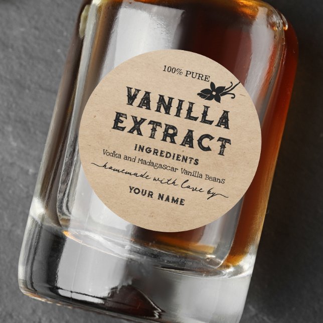 Étiquette rond d'extraction de vanille maison Kraf (Créateur téléchargé)