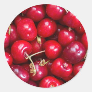 Étiquette ronde classique motif de cerise douce