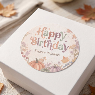 Étiquette ronde d'anniversaire Boho Automne