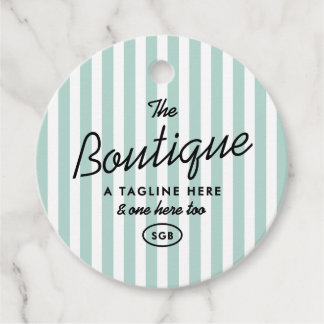 Étiquette ronde de boutique rayée de station balné