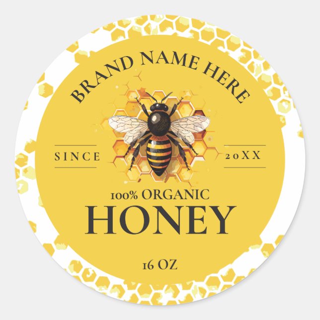 Étiquette ronde de produit de abeille à miel (Devant)