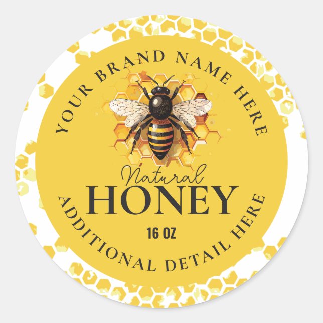 Étiquette ronde de produit de abeille à miel (Devant)