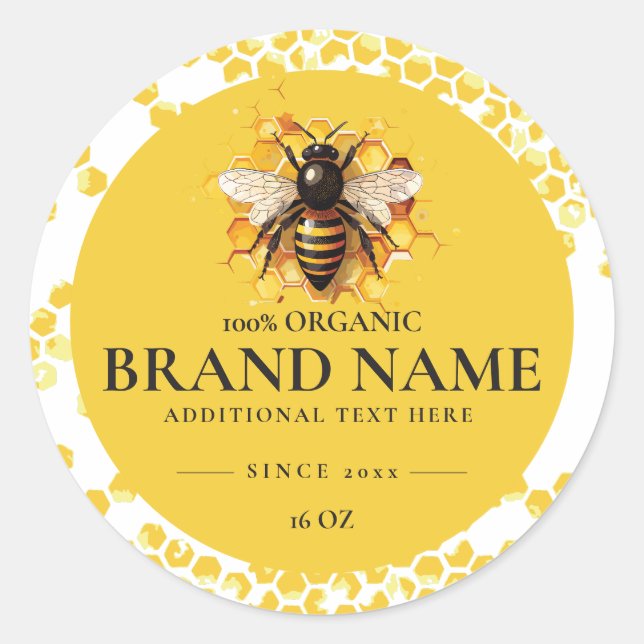 Étiquette ronde de produit de abeille à miel (Devant)