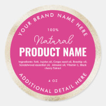 Étiquette ronde de produit en feuille de beige fau