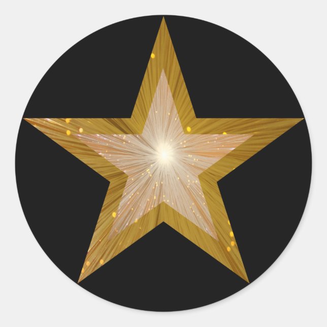 Étiquette ronde Gold Star noir (Devant)