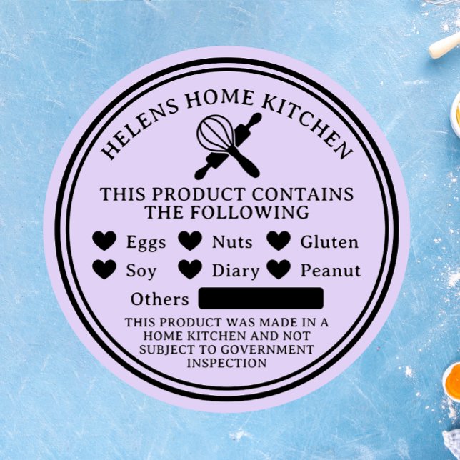 Étiquette ronde Lavender Food Allergy Alert Boulan (Créateur téléchargé)