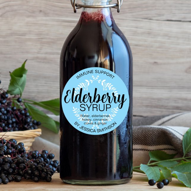 Étiquette ronde personnalisable de sirop de sureau (Créateur téléchargé)