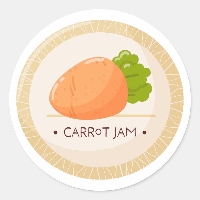 Étiquette ronde pour pot de confiture de carottes (Devant)