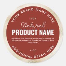 Étiquette ronde produit en feuille de faux beige