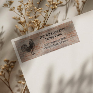 Étiquette Rooster Rustique Vintage Family Farm