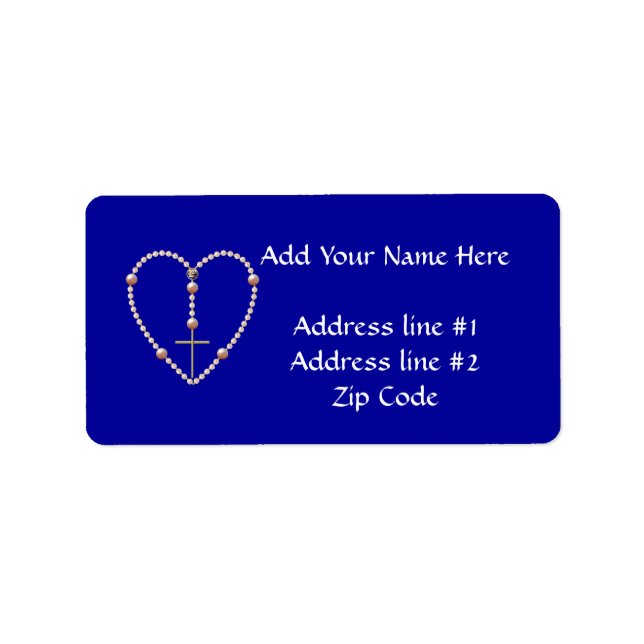 Étiquette Rosaire en forme de coeur "perles" (Devant)