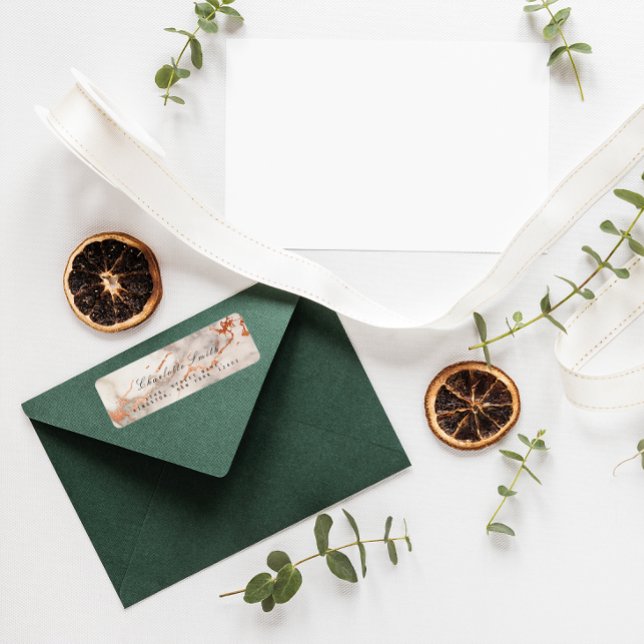 Étiquette Rose Abstrait en cuivre Marbre Retourner l'adresse (Abstract Copper Rose Marble Return Address Labels)