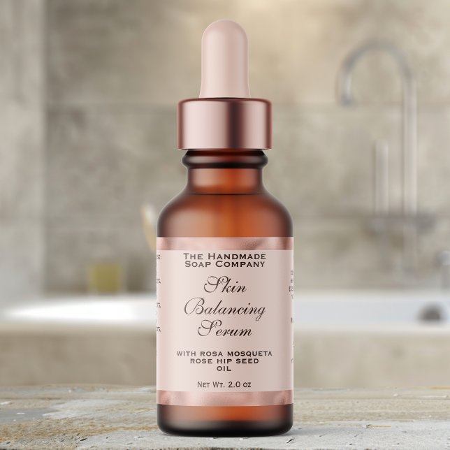 Étiquette Rose and Rose Gold Cosmetics Dropper Bottle Label (Créateur téléchargé)