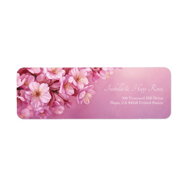 Étiquette Rose botanique texturée à floraison rose vibrant (Devant)