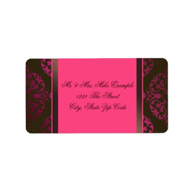 Étiquette Rose Chaud et Brun Chocolat (Devant)