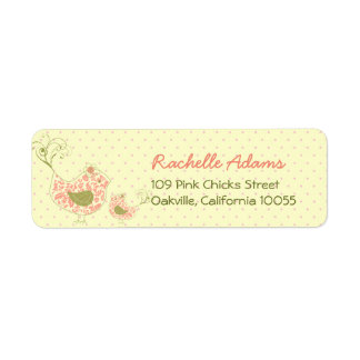 Étiquette Rose Damask Maman & Baby Girl Birds Chic Adresse