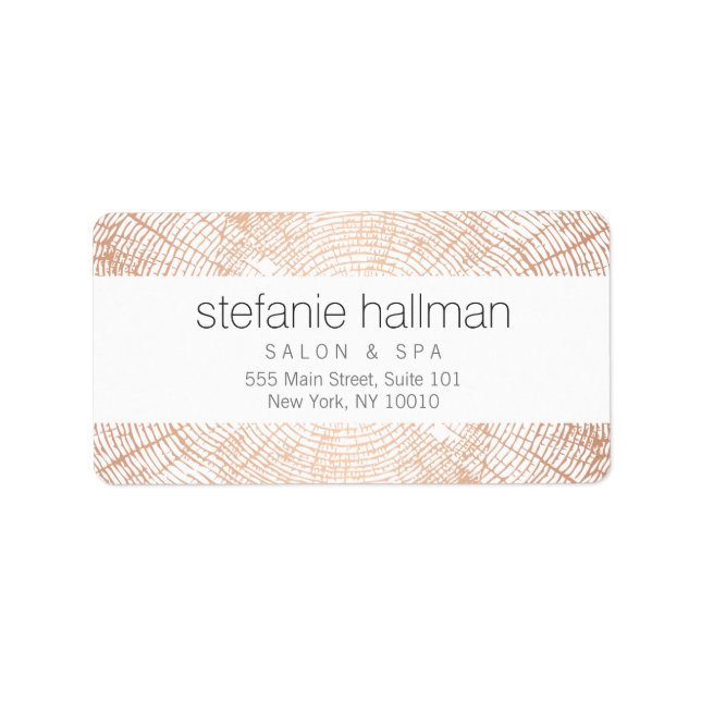 Étiquette Rose de beauté biologique Gold Arbre Cercles Motif (Devant)