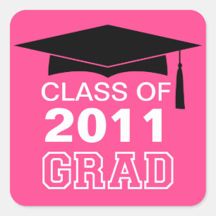 Étiquette rose de cadeau d'obtention du diplôme