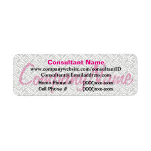 Étiquette rose de consultant en matière de ventes