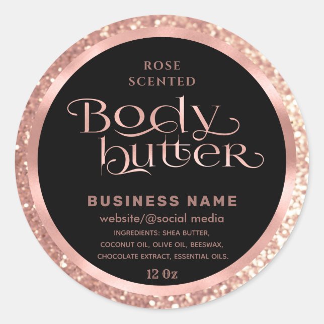 Étiquette rose de luxe en or glittery script corps (Devant)