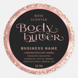 Étiquette rose de luxe en or glittery script corps