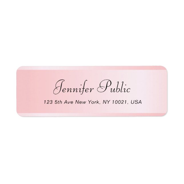 Étiquette Rose de typographie Modèle or Adresse de retour (Devant)
