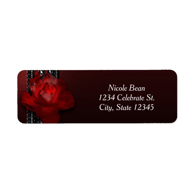 Étiquette Rose éclairée et dentelle Invitation élégante Bour (Devant)
