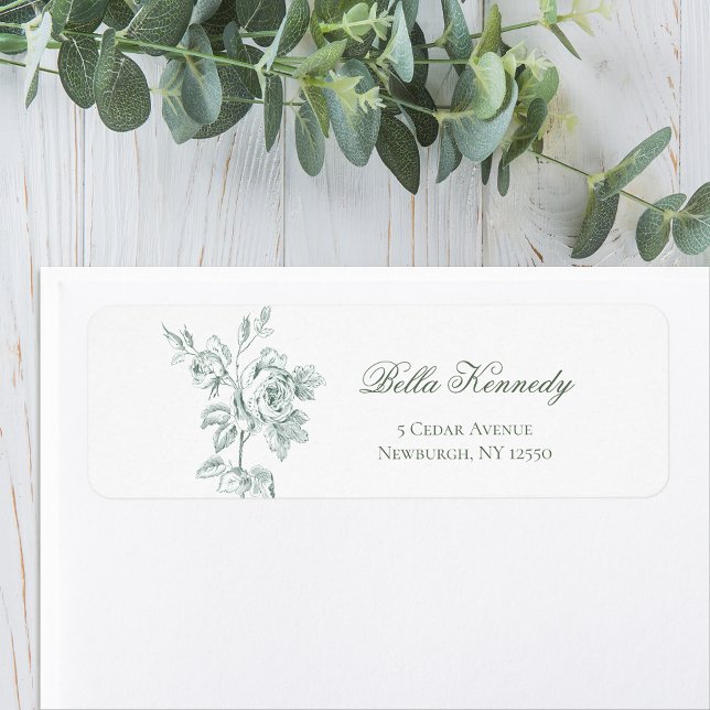 Étiquette Rose élégante romantique vert sauge (Créateur téléchargé)