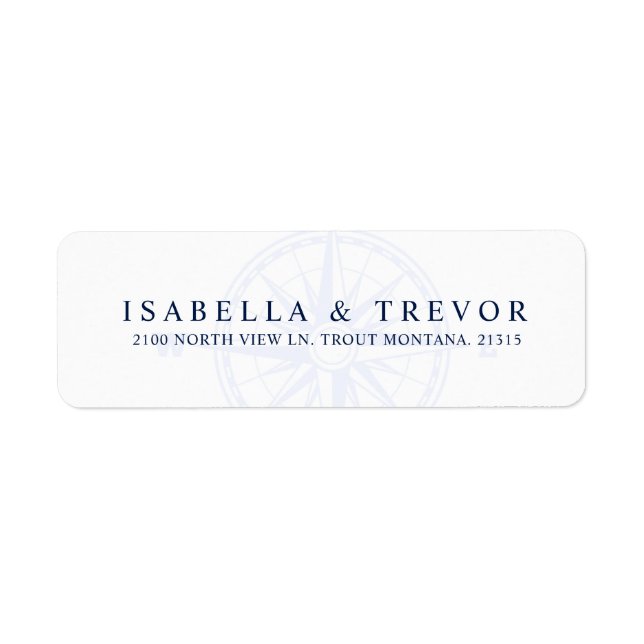 Étiquette Rose éolien boussole nautique | Adresse de retour (Devant)