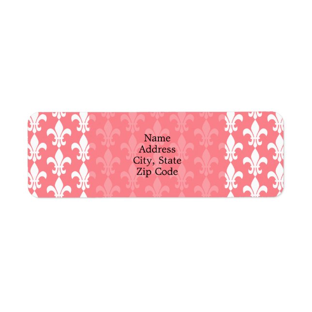 Étiquette Rose et blanc Fleur de Lis Motif (Devant)