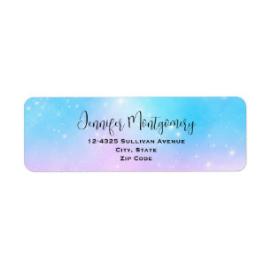 Étiquette rose et bleu Pastel Gradient Sky Adresse