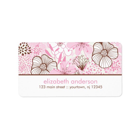 Étiquette Rose et Brown floraux