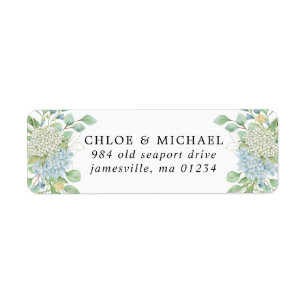 Étiquette Rose et Hydrangea Floral Mariage Adresse de retour