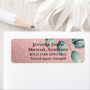 Étiquette Rose Eucalyptus Feuille Foil Look MARIAGE