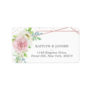 Étiquette Rose géométrique chic Gold Foil Mariage floral