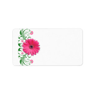 Étiquette Rose Gerbera Daisy Green Mariage Blank Adresse