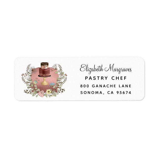 Étiquette Rose Gold Baker boulangerie pâtisserie Chef (Devant)