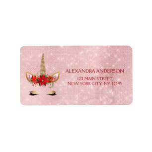 Étiquette Rose Gold - Blush Pink Christmas Unicorne