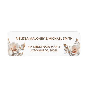 Étiquette Rose Gold Blush Rose 3D Floral