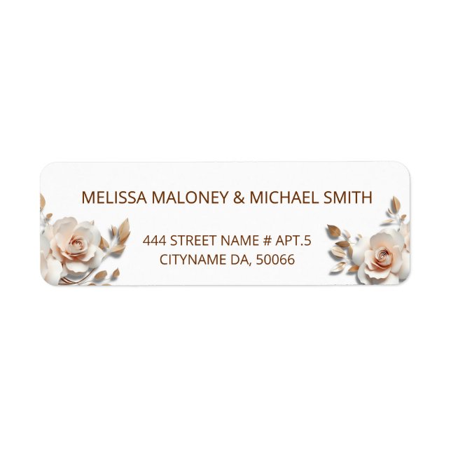Étiquette Rose Gold Blush Rose 3D Floral  (Devant)